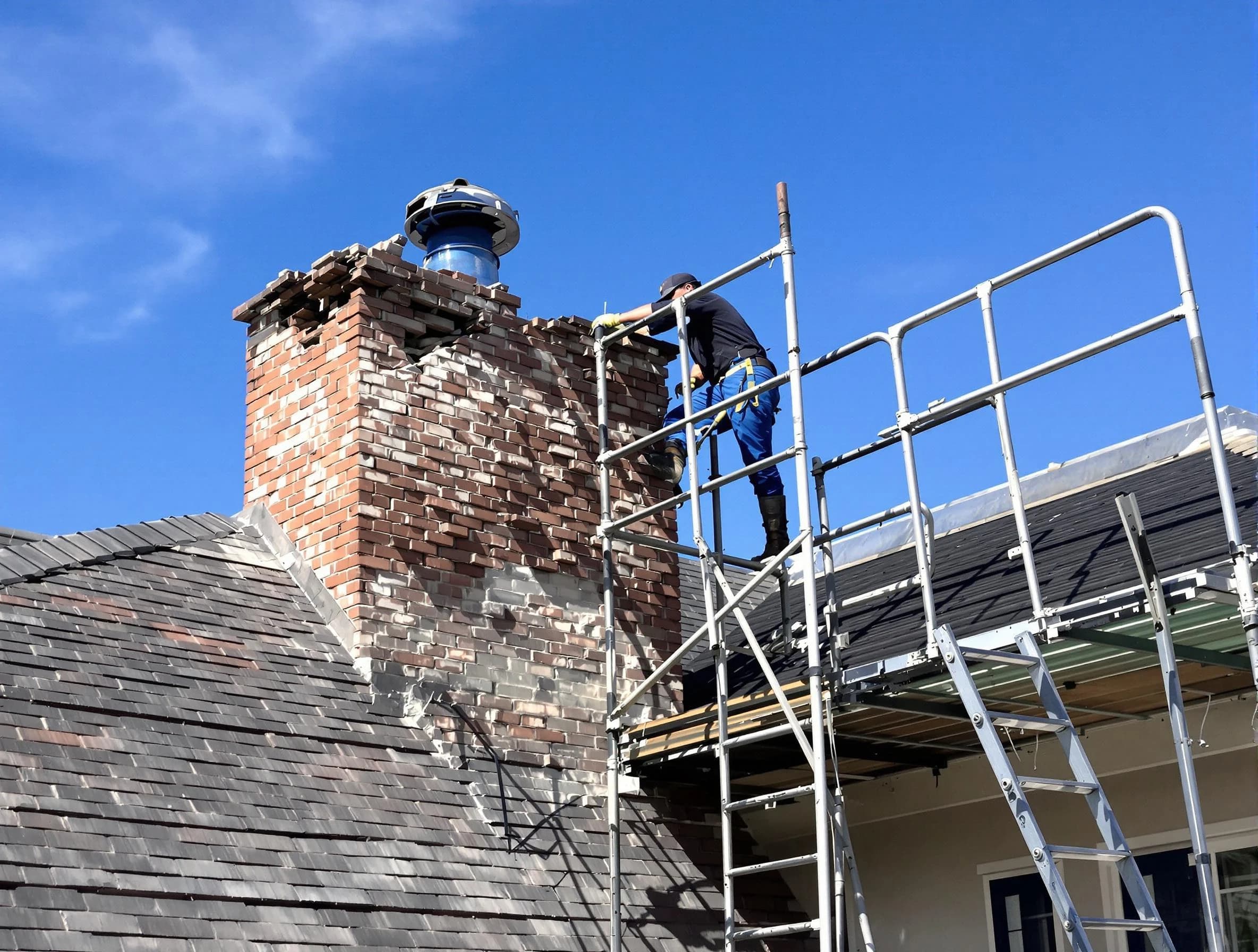 Rebuilding a chimney structure by Pemberton Chimney Sweep in Pemberton, NJ